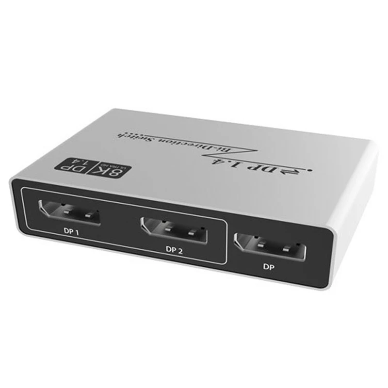 DP1.4 Splitter, 2X1 DP1.4 to DP1.4 Switcher, Support 8K@60HZ Resolution, for Computer TV Monitor
DP1.4 Splitter, 2X1 DP1.4 to DP1.4 Switcher, Support 8K@60HZ Resolution, for Computer TV Monitor