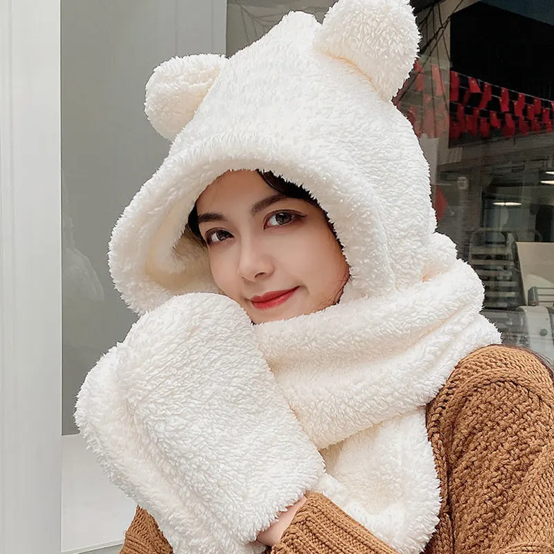 Party Hat New Bear Hat Three-piece Set Thickened Warm Lamb Hat Three-in-one Online Celebrity Bear Ear Hat
Party Hat New Bear Hat Three-piece Set Thickened Warm Lamb Hat Three-in-one Online Celebrity Bear Ear Hat