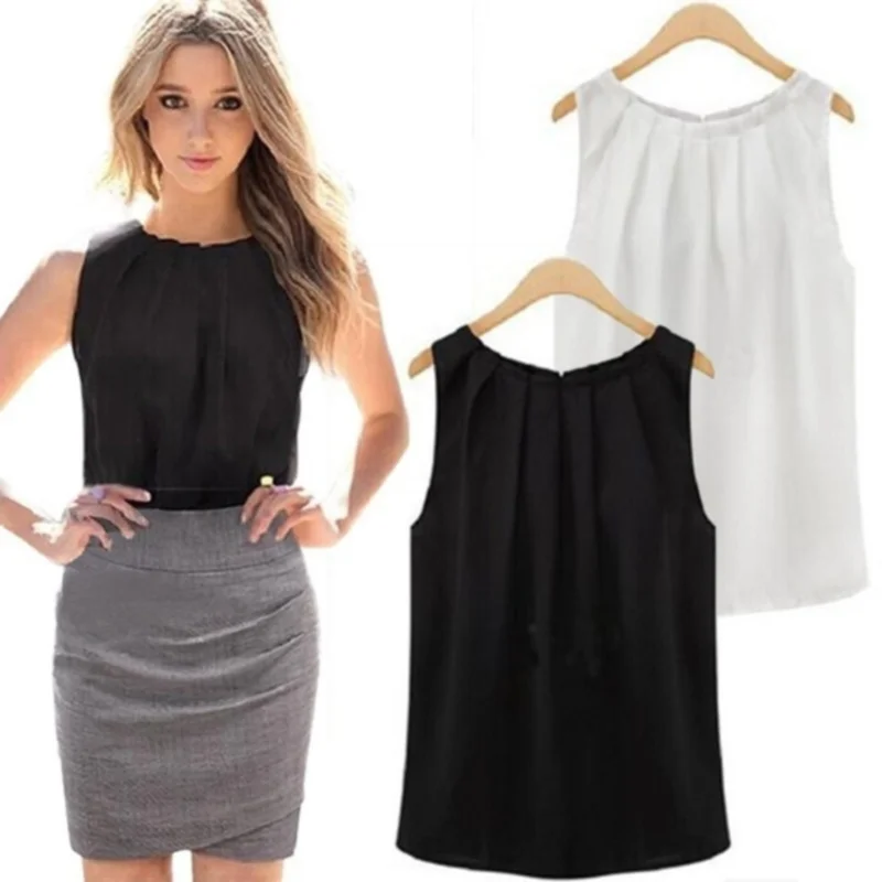 Blouse Women New Summer Blouse Fashion Sleeveless Round Neck Chiffon Blouse Cheap Cloth Korean Vestidos
Blouse Women New Summer Blouse Fashion Sleeveless Round Neck Chiffon Blouse Cheap Cloth Korean Vestidos