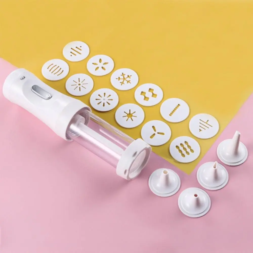 with 12 Discs and 4 Icing Tips DIY Baking Cake Icing Tool Cookie Maker Kit Spritz Biscuit Stamp Cookie Press Gun
with 12 Discs and 4 Icing Tips DIY Baking Cake Icing Tool Cookie Maker Kit Spritz Biscuit Stamp Cookie Press Gun