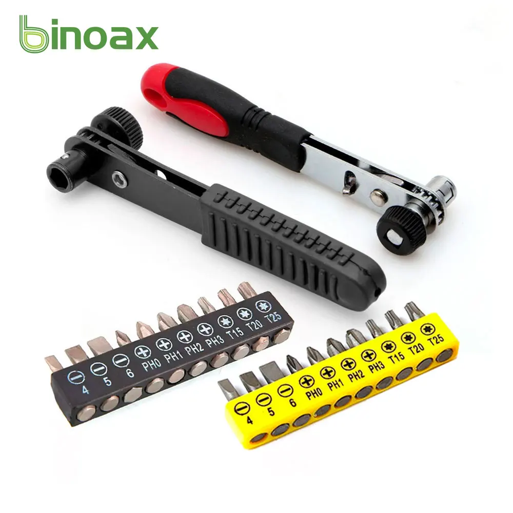 

Binoax Mini Rapid Ratchet Wrench 1/4" Screwdriver Rod 6.35 Quick Socket Wrench Tool with 10 Pcs Drive Screwdriver Bit