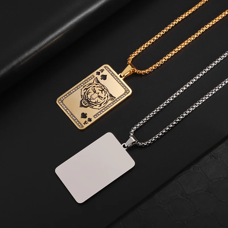 Delicate Stainless Steel Playing Card Spades Tiger Necklace Men's Punk Rock Cocktail Party Sweater Necklace Christmas Gift
Delicate Stainless Steel Playing Card Spades Tiger Necklace Men's Punk Rock Cocktail Party Sweater Necklace Christmas Gift