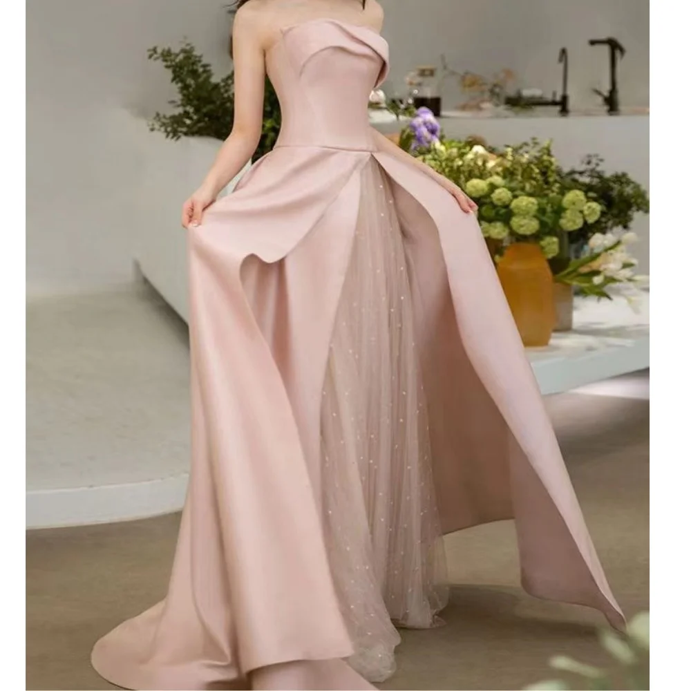 Muloong Strapless Sweep Train Asymmetrical Women Elegant And Pretty Luxury Prom Dress
Muloong Strapless Sweep Train Asymmetrical Women Elegant And Pretty Luxury Prom Dress