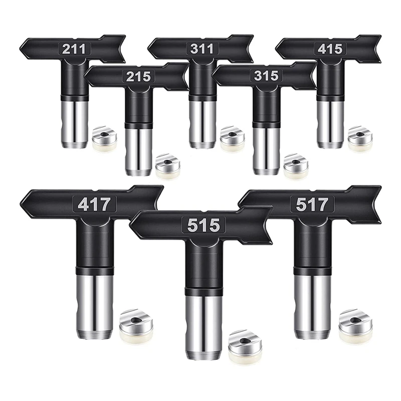 8 Pieces Paint Sprayer Tips Reversible Spray Tip Airless Spray Nozzles Tips Airless Sprayer Spraying Machine Parts
8 Pieces Paint Sprayer Tips Reversible Spray Tip Airless Spray Nozzles Tips Airless Sprayer Spraying Machine Parts