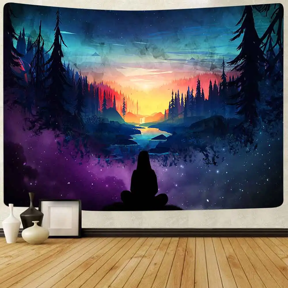 

Fantasy Forest Tapestry Castle Architecture Tapestry Living Room Dormitory Bedroom Room Aesthetics Home Decoration