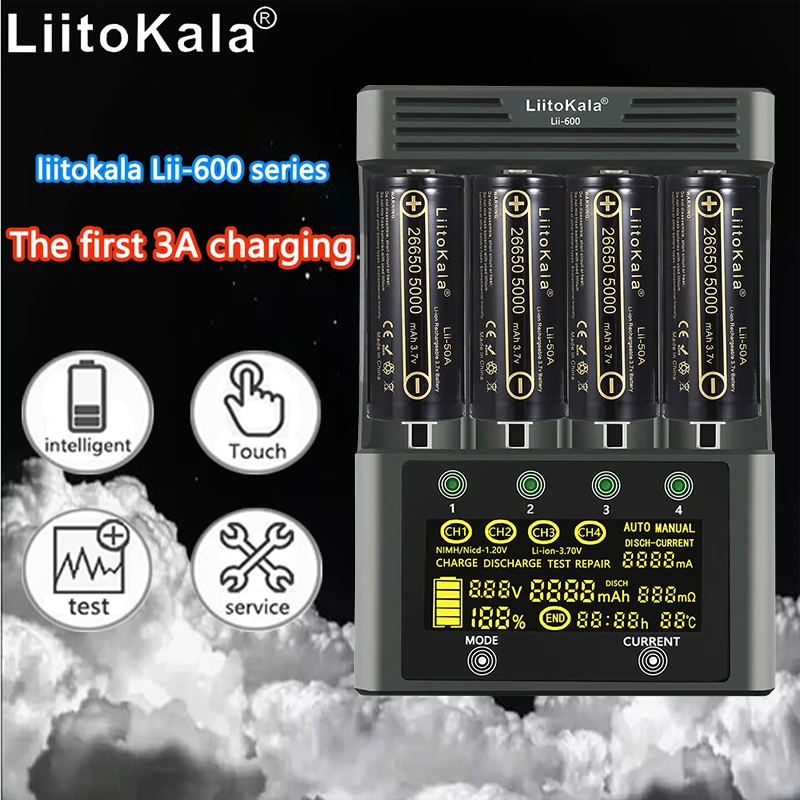 LiitoKala Lii-600 Battery Charger For Li-ion 3.7V and NiMH 1.2V Battery Suitable for 18650 26650 21700 26700 AA AAA And Other
LiitoKala Lii-600 Battery Charger For Li-ion 3.7V and NiMH 1.2V Battery Suitable for 18650 26650 21700 26700 AA AAA And Other