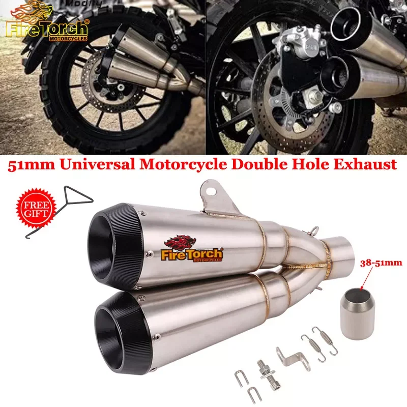 NEW2023 51mm Motorcycle Double Hole Muffler System Escape Moto Motocross Scooter Exhaust For Benelli BJ500 Z1000 S1000RR R1
NEW2023 51mm Motorcycle Double Hole Muffler System Escape Moto Motocross Scooter Exhaust For Benelli BJ500 Z1000 S1000RR R1