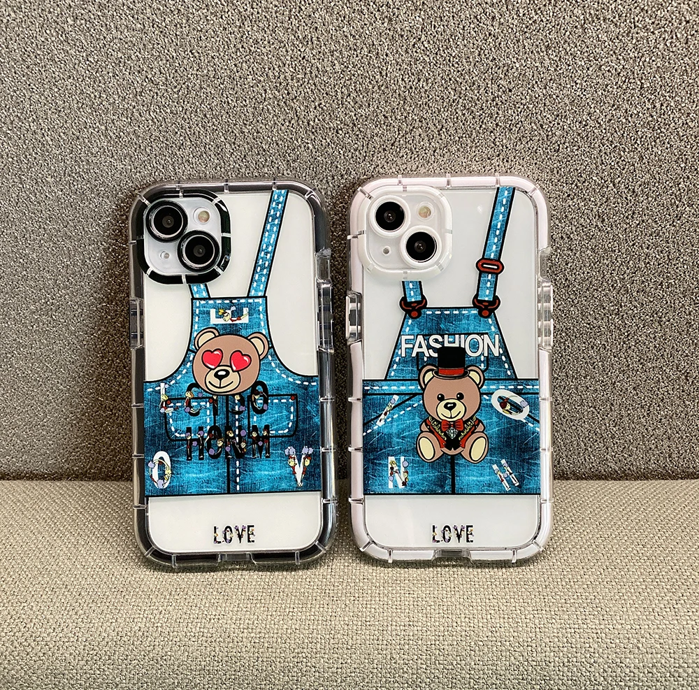 Cute Fashion Cool Jeans love Bear Phone Case For Iphone 11 12 13 Pro Max X Xs Xr Transparent Luminous elastic shockproof Cover
Cute Fashion Cool Jeans love Bear Phone Case For Iphone 11 12 13 Pro Max X Xs Xr Transparent Luminous elastic shockproof Cover