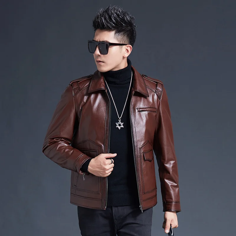 Men's Leather Jacket New Arrive Autumn Male Fahion Tops Youth Cowhide Short Leather Jacket Pockets Outerwear Straight Hem
Men's Leather Jacket New Arrive Autumn Male Fahion Tops Youth Cowhide Short Leather Jacket Pockets Outerwear Straight Hem