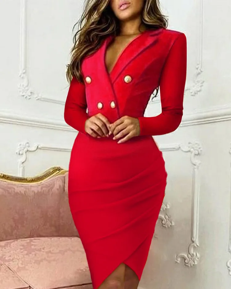 Women's V-Neck Suit Pleated Slim Hip Dress Bodycon Dress New Fashion Elegant Senior Club Party Mini Dress Autumn/Winter Fashion
Women's V-Neck Suit Pleated Slim Hip Dress Bodycon Dress New Fashion Elegant Senior Club Party Mini Dress Autumn/Winter Fashion