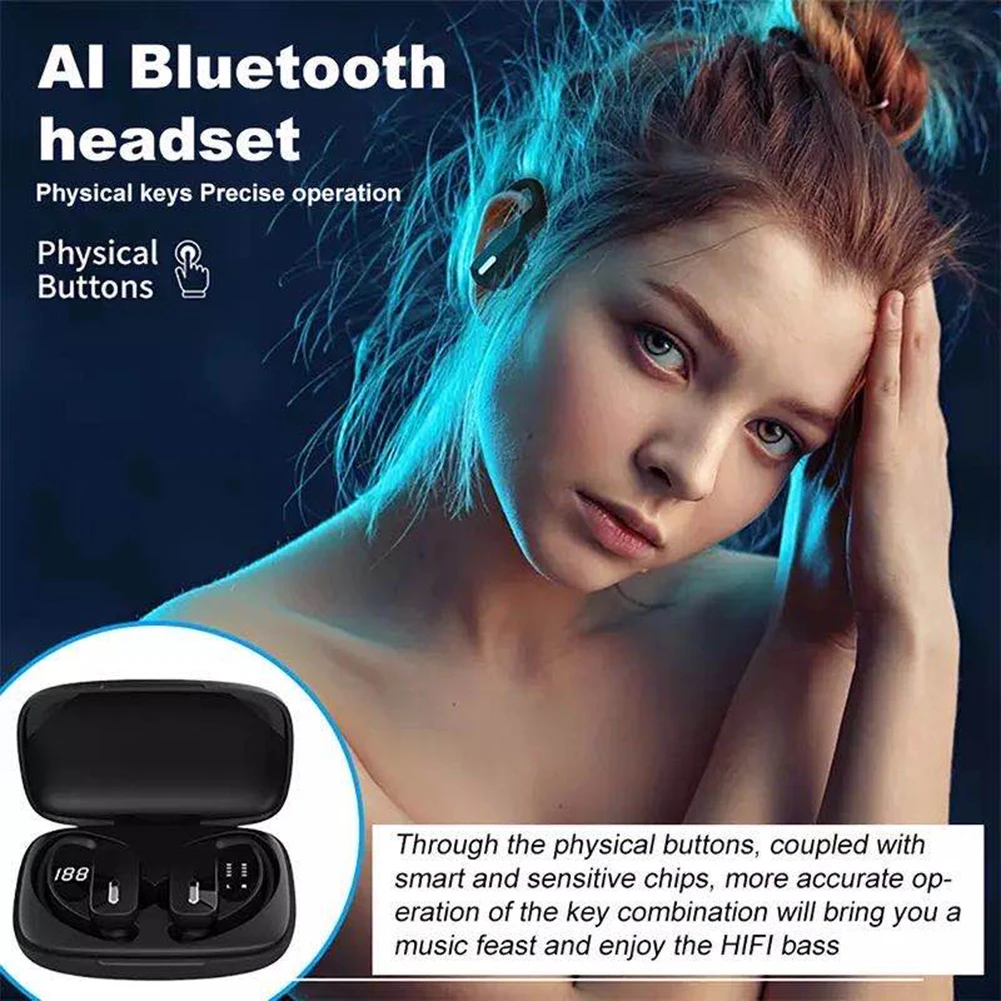 Waterproof Wireless Headphones Bluetooth Earphone 48 Hours Playback Headset In-Ear LED Digital Display
Waterproof Wireless Headphones Bluetooth Earphone 48 Hours Playback Headset In-Ear LED Digital Display
