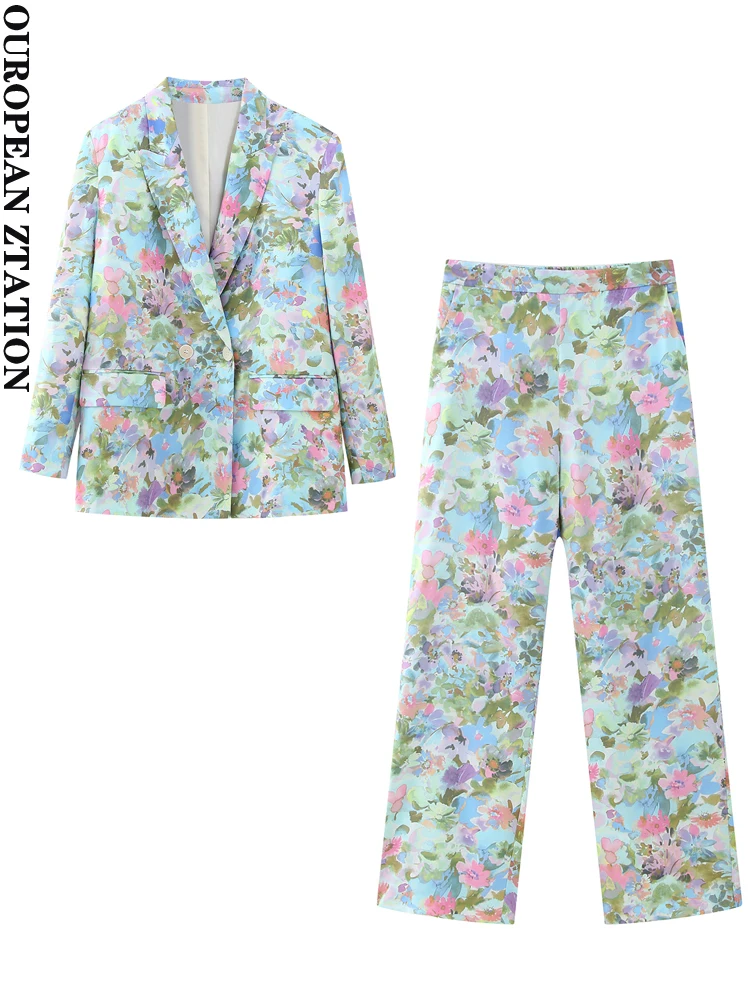 PAILETE Women 2023 fashion front button floral print blazer coat or high waist back with elastic pants female two piece sets muj
PAILETE Women 2023 fashion front button floral print blazer coat or high waist back with elastic pants female two piece sets muj