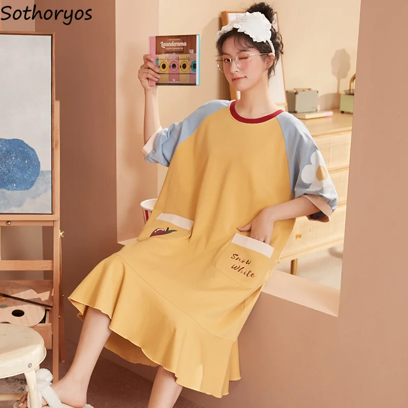 Ночные рубашки женские свободные миди-икры с мультяшным принтом кавайная Студенческая Пижама с коротким рукавом Мягкие Модные женские ночные рубашки в Корейском стиле
Ночные рубашки женские свободные миди-икры с мультяшным принтом кавайная Студенческая Пижама с коротким рукавом Мягкие Модные женские ночные рубашки в Корейском стиле