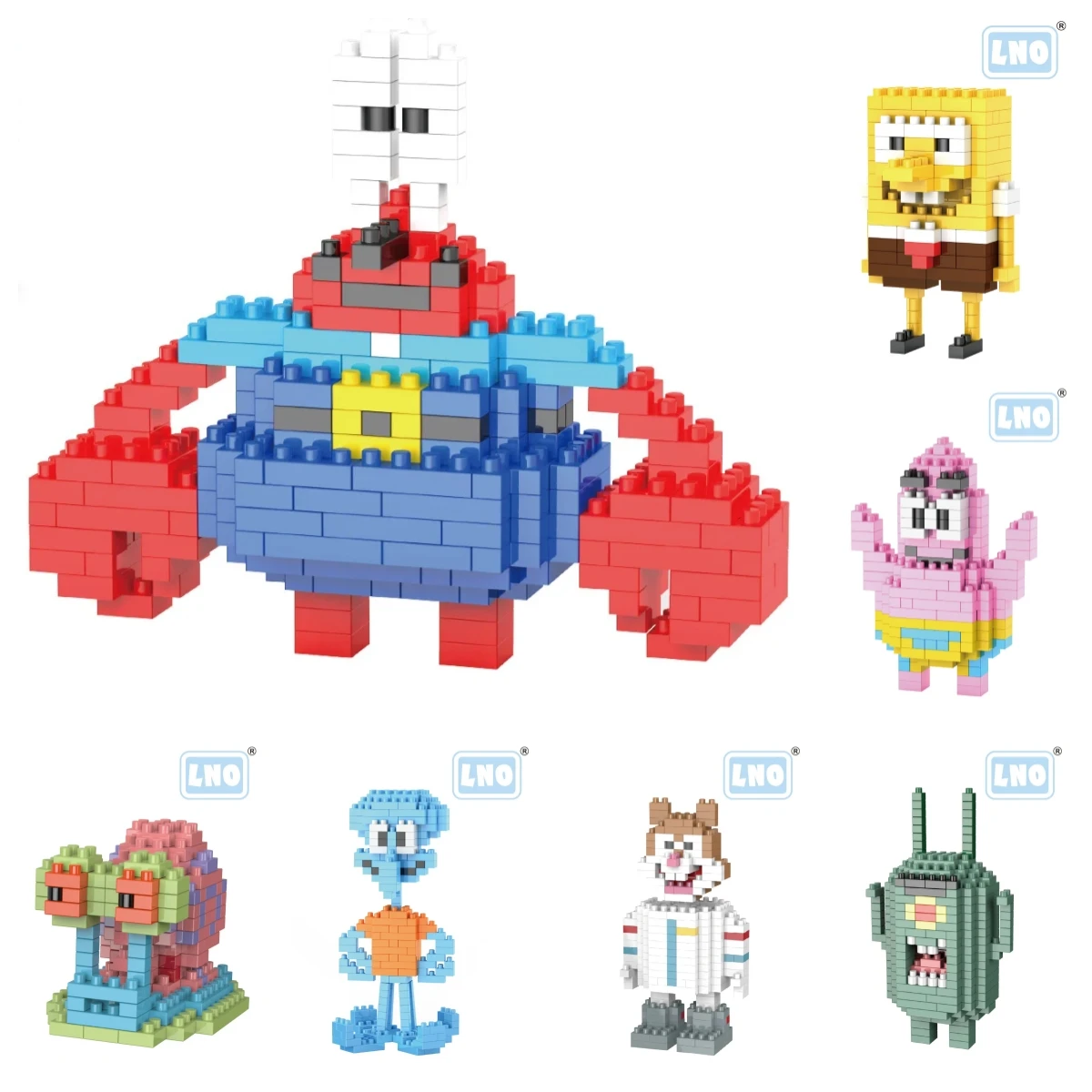 

SpongeBob SquarePants Cartoon Building Blocks Anime Figure Patrick Star Squidward Tentacles Mini Action Figure Toy Kids Gift