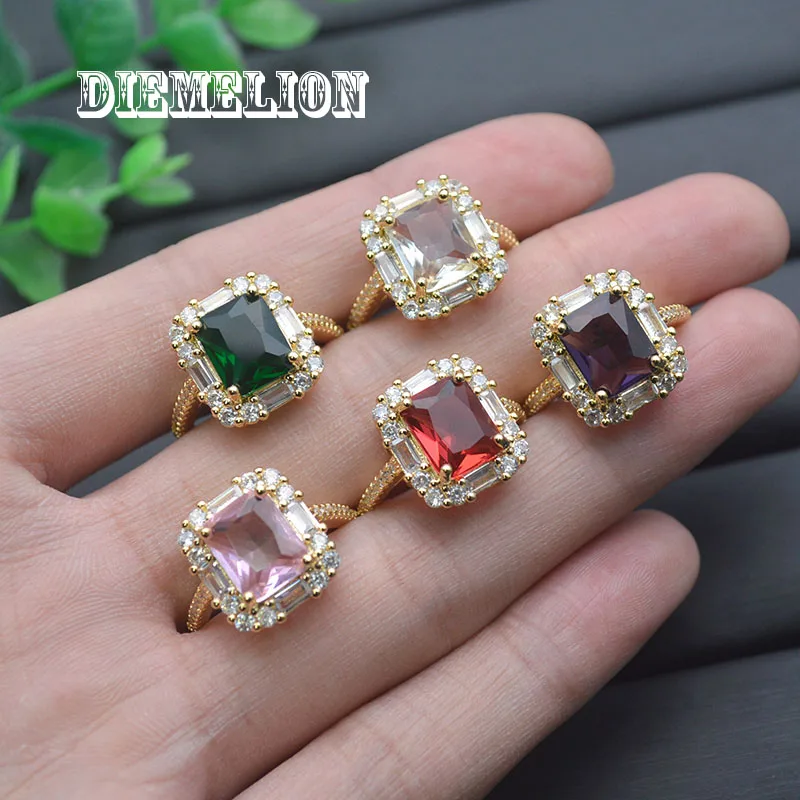 10Pcs/Lot Colorful Zircon Rectangle Stone Ring Female Luxury Crystal Engagement Ring Classic Gold Color Wedding Rings for Women
10Pcs/Lot Colorful Zircon Rectangle Stone Ring Female Luxury Crystal Engagement Ring Classic Gold Color Wedding Rings for Women