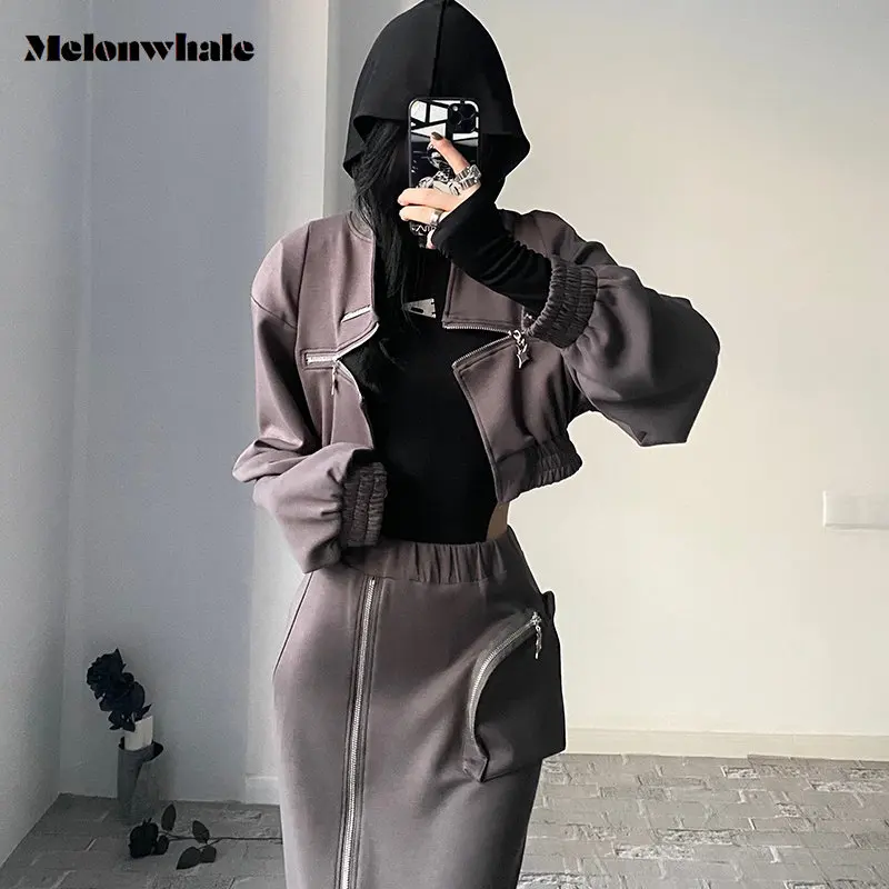 2022 AW New In Hip Hop Streetwear Zipper High Street Loose Short Sweater Coat and High Waist Skirt Suit Two Peice Sets Y2k Dark
2022 AW New In Hip Hop Streetwear Zipper High Street Loose Short Sweater Coat and High Waist Skirt Suit Two Peice Sets Y2k Dark