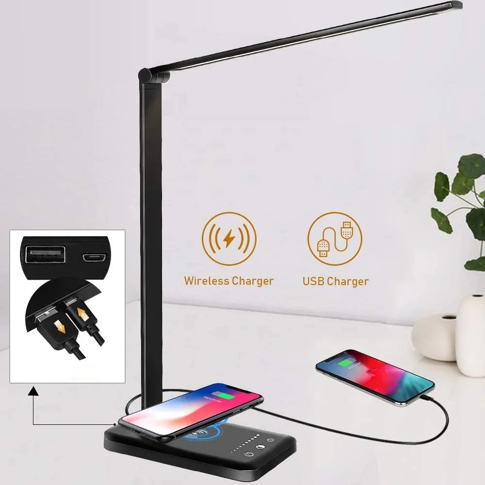 LED Dimmable Desk Lamp Reading Brightness Eye Table Light 10W Fast Wireless Charger USB Bedside Lamp for Bedroom Study Office
LED Dimmable Desk Lamp Reading Brightness Eye Table Light 10W Fast Wireless Charger USB Bedside Lamp for Bedroom Study Office