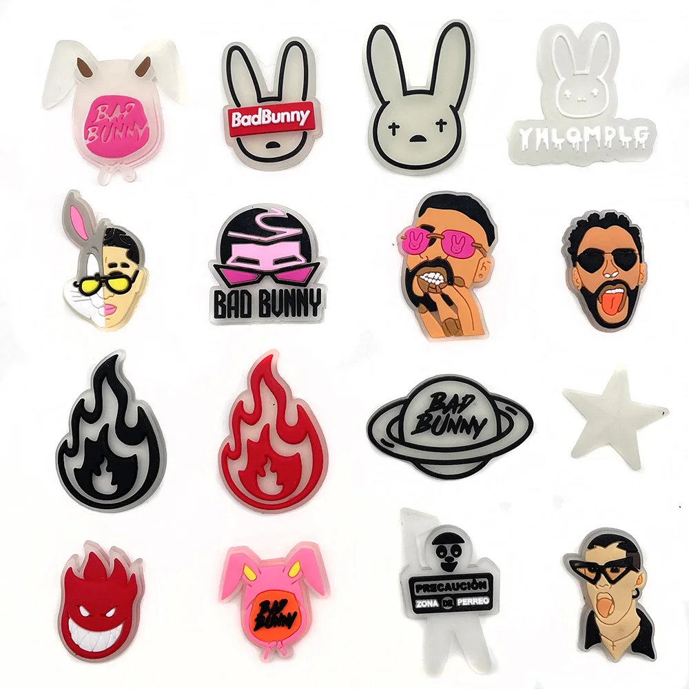 16 Styles Cartoon Singer Cool Bad Bunny Shoe Charms PVC Cute Shoes Clogs Accessorie Decoration Croc Buckle jibz Kids Gifts
16 Styles Cartoon Singer Cool Bad Bunny Shoe Charms PVC Cute Shoes Clogs Accessorie Decoration Croc Buckle jibz Kids Gifts