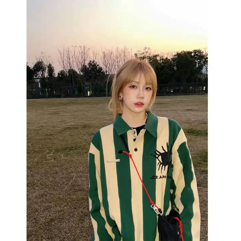 Spring Striped Long Sleeve Women Clothing Loose American Retro Graphic Embroidery Sweet Preppy Casual All Match Grunge Clothes
Spring Striped Long Sleeve Women Clothing Loose American Retro Graphic Embroidery Sweet Preppy Casual All Match Grunge Clothes