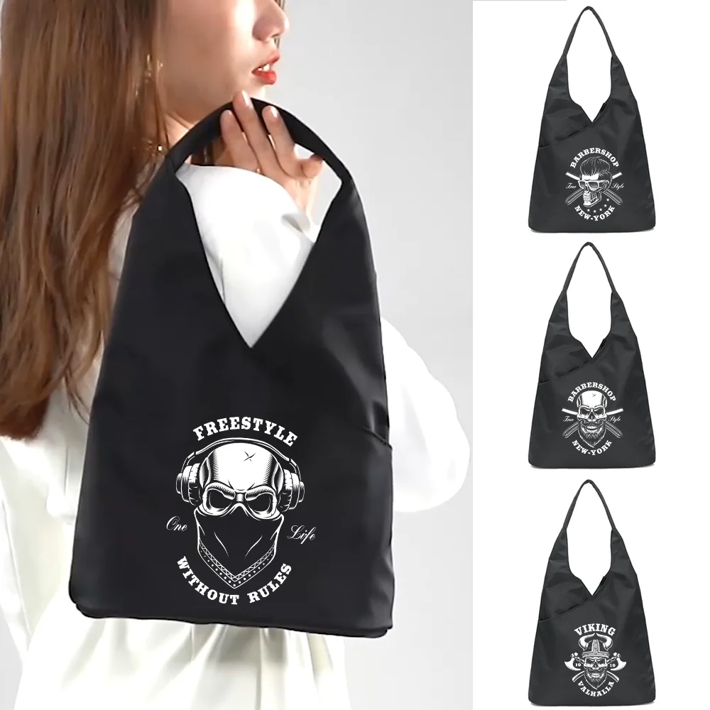 Skull Series Print Handbag for Girl Tote Bag Soft Environmental New Cosmetic Reusable Harajuku Style Small shoulder Sundries Bag
Skull Series Print Handbag for Girl Tote Bag Soft Environmental New Cosmetic Reusable Harajuku Style Small shoulder Sundries Bag