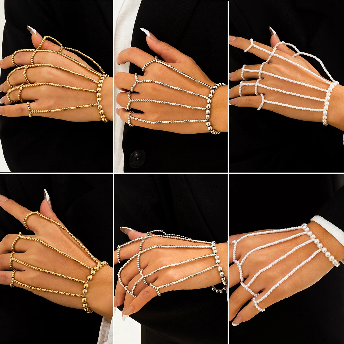 Ingemark High Quality CCB Acrylic Beads Connecting Finger Bracelets New Fashion Tassel Pearl Chain Bangles Women Couple Jewelry
Ingemark High Quality CCB Acrylic Beads Connecting Finger Bracelets New Fashion Tassel Pearl Chain Bangles Women Couple Jewelry
