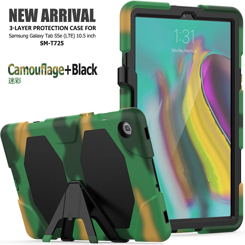 Three Layer Protection Shockproof Silicone Hybrid Case Cover with Kickstand for Samsung Galaxy Tab S5E 10.5 T720 T725 Tablet+Pen
Three Layer Protection Shockproof Silicone Hybrid Case Cover with Kickstand for Samsung Galaxy Tab S5E 10.5 T720 T725 Tablet+Pen