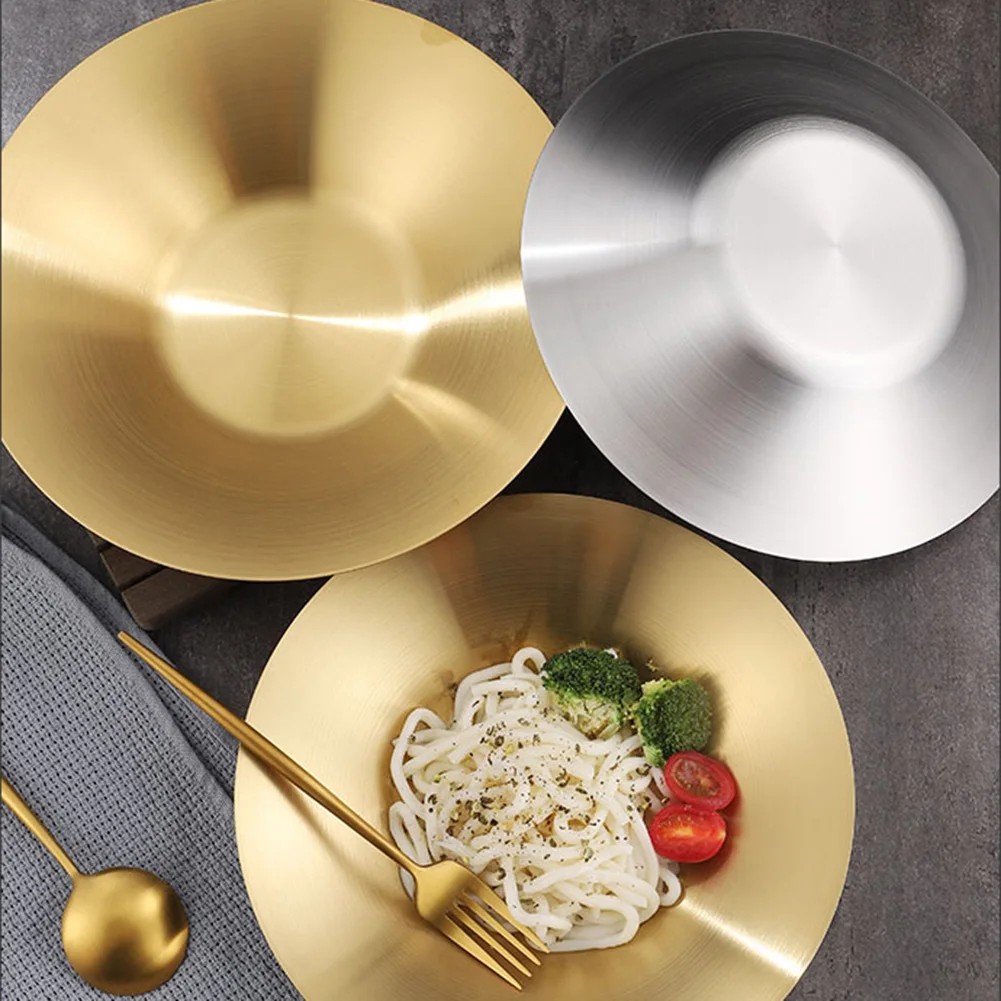 Korean-style 304 Deepening Plate Stainless Steel Plate Golden Round Fruit Plate Spaghetti Plate Home Dish Noodles Plate
Korean-style 304 Deepening Plate Stainless Steel Plate Golden Round Fruit Plate Spaghetti Plate Home Dish Noodles Plate