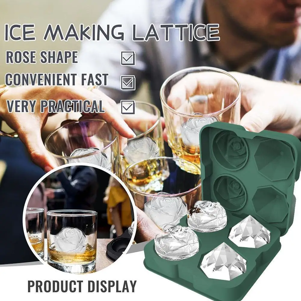 2pcs 4 Grid Rose Flower Shaped Ice Cube Making Silicone Ice Mold Tray Box Ice Ice Silicone Ice Mould Mold Bar Cube Cube Cub J5v6
2pcs 4 Grid Rose Flower Shaped Ice Cube Making Silicone Ice Mold Tray Box Ice Ice Silicone Ice Mould Mold Bar Cube Cube Cub J5v6