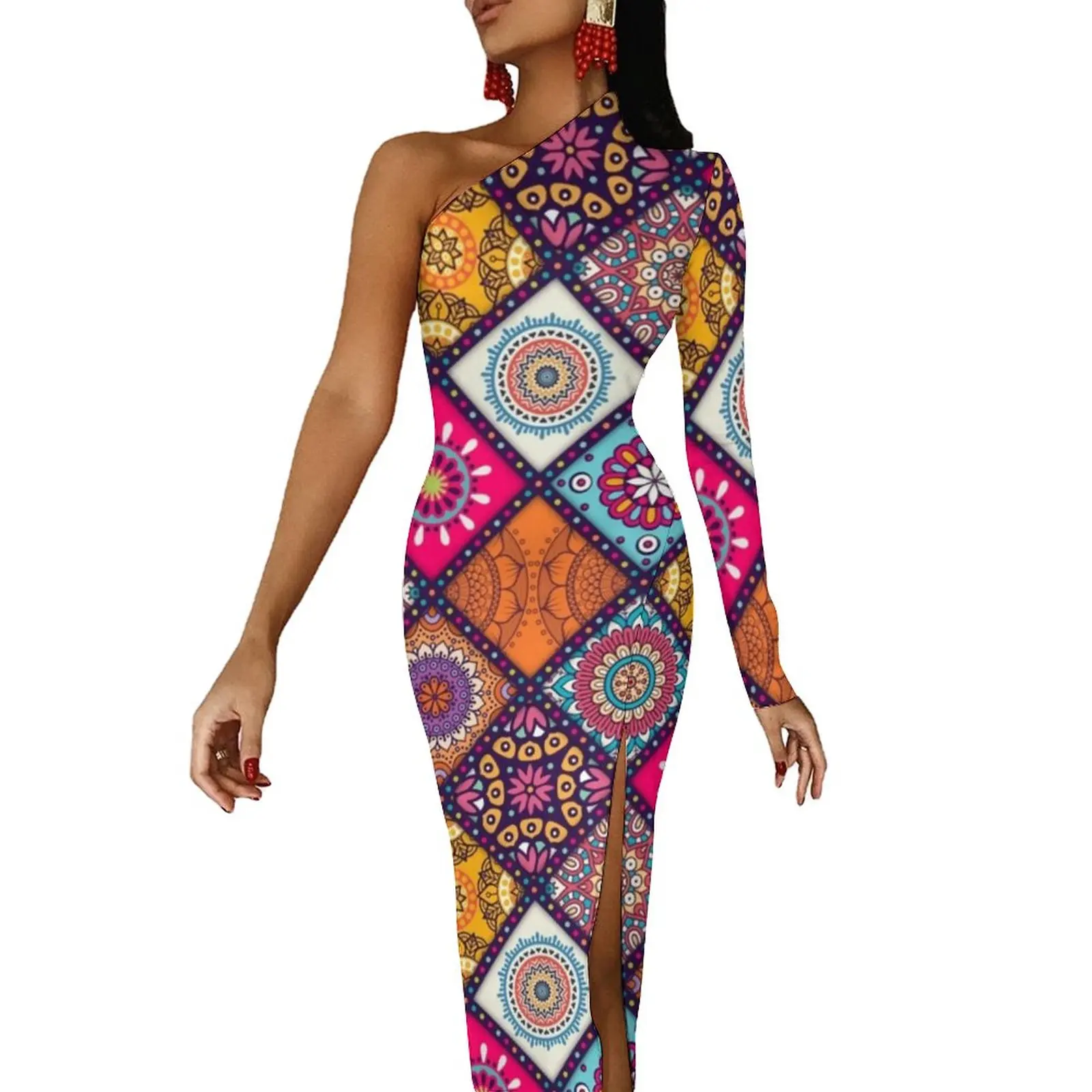 Bohemian Mandala High Slit Bodycon Dress Woman Hippies Print Pretty Maxi Dress Summer One Shoulder Party Print Dresses Present
Bohemian Mandala High Slit Bodycon Dress Woman Hippies Print Pretty Maxi Dress Summer One Shoulder Party Print Dresses Present