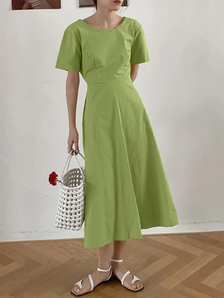 Women Korean Casual Elegant Holiday Dreses ZANZEA Summer Solid Backless Dress Short Sleeve O-Neck Drawstring Ladies Sundress
Women Korean Casual Elegant Holiday Dreses ZANZEA Summer Solid Backless Dress Short Sleeve O-Neck Drawstring Ladies Sundress