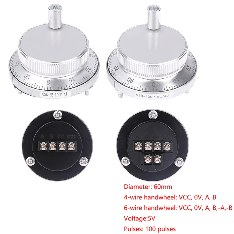 Handwheel CNC Pulser 60mm 5V 4Pin 6Pins Manual Pulse Generator Hand Wheel Machine Rotary Encoder Pulse 100
Handwheel CNC Pulser 60mm 5V 4Pin 6Pins Manual Pulse Generator Hand Wheel Machine Rotary Encoder Pulse 100