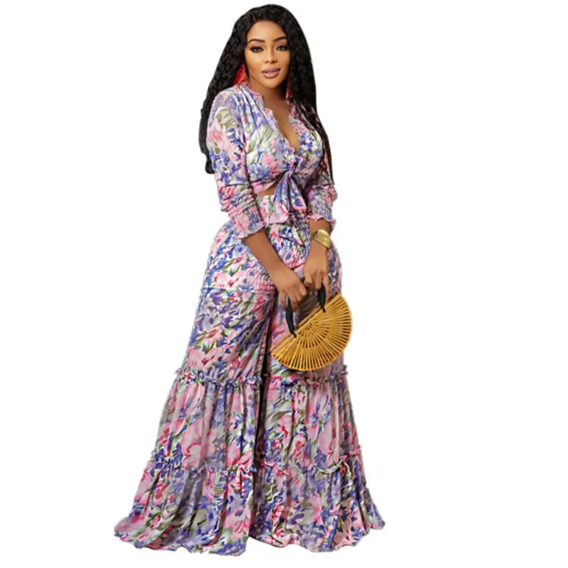 2 Piece Set Women's Fashion Floral Top High Waist Flared Pants Wide Leg Pants Casual Pants Matching Set Loose Famous Suit Spring
2 Piece Set Women's Fashion Floral Top High Waist Flared Pants Wide Leg Pants Casual Pants Matching Set Loose Famous Suit Spring