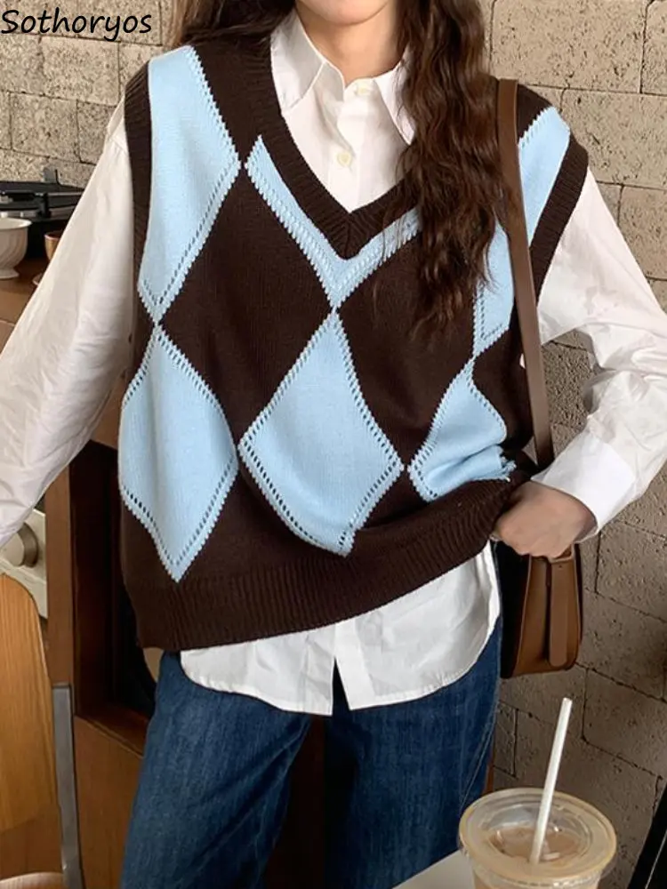 Sweater Vests Women Argyle Design Panelled Simple Classic Loose Ulzzang Autumn Retro Ins Casual Daily Preppy Style Chic V-neck
Sweater Vests Women Argyle Design Panelled Simple Classic Loose Ulzzang Autumn Retro Ins Casual Daily Preppy Style Chic V-neck