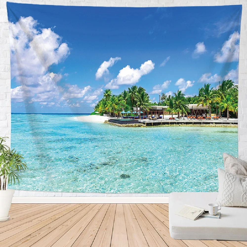 

Tropical Ocean Tapestry Rocks Palm Trees Shades Jungle Islands View Tapestries Bedroom Living Room Dorm Home Decor Wall Hanging