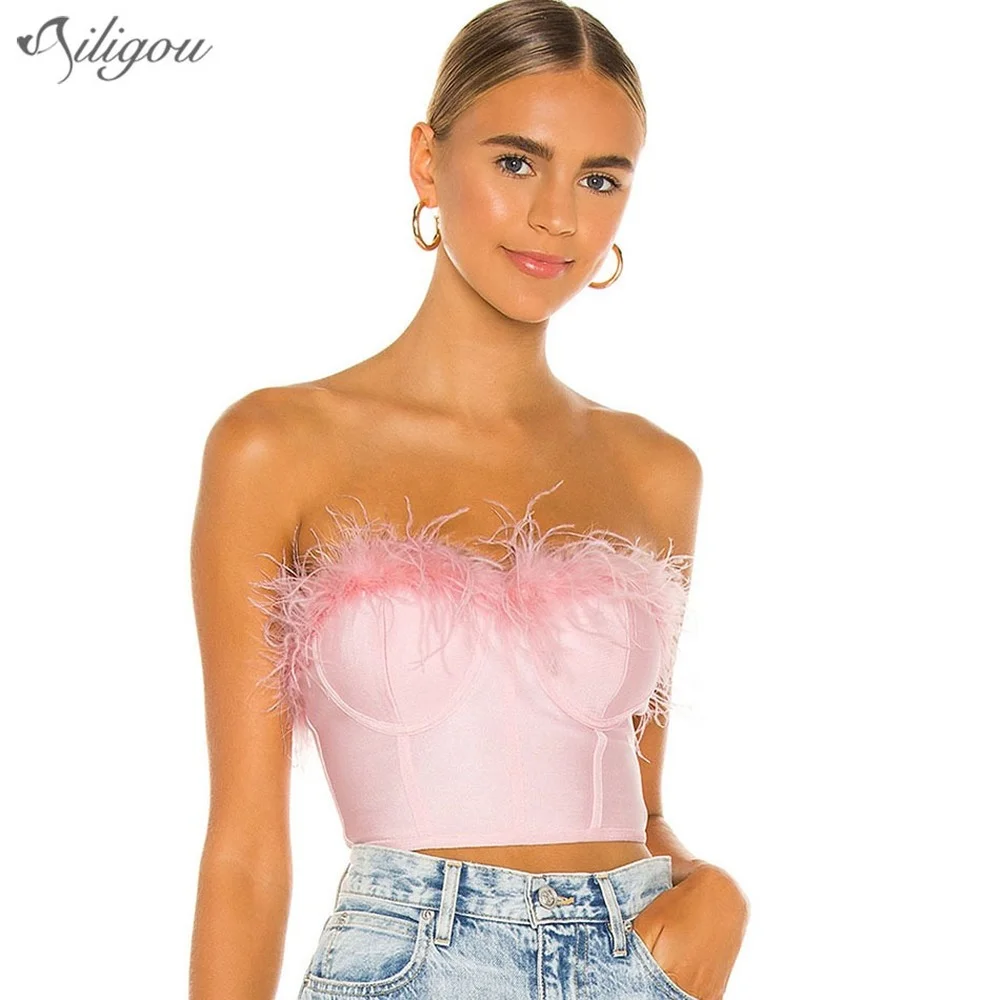 Ailigou 2022 Summer New Style Feather Decoration Sexy Corset Elastic Women Crop Top Women Short Tank
Ailigou 2022 Summer New Style Feather Decoration Sexy Corset Elastic Women Crop Top Women Short Tank