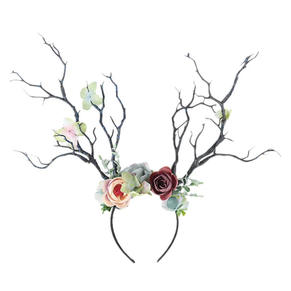 

Antler Branch Headband Christmas Hair Hoop The Flowers Elk Accessories Fabric Headdress Miss Hairband Prop