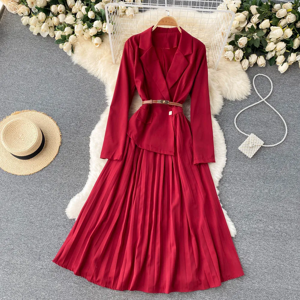 French Retro Blazer Dress Women Fake Two-piece Stitching Pleated Elegant Dresses Woman Long Sleeve A Line High Waisted Dress
French Retro Blazer Dress Women Fake Two-piece Stitching Pleated Elegant Dresses Woman Long Sleeve A Line High Waisted Dress