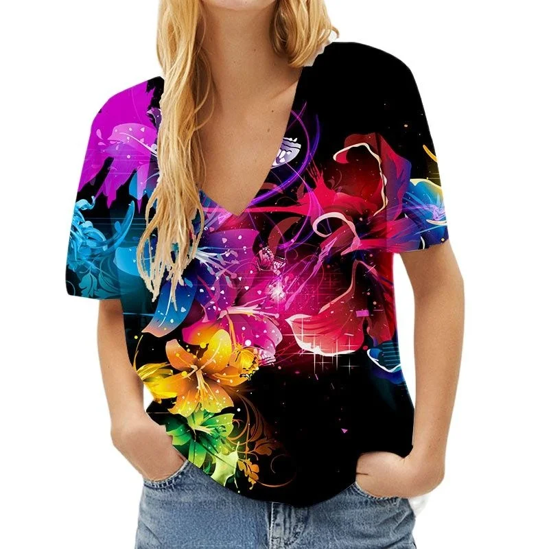 Flower Printed Womens T-shirt Harajuku Summer Casual Women Clothes Short Sleeve 3d Tshirts Femme Streetwear V-neck Tops Tee
Flower Printed Womens T-shirt Harajuku Summer Casual Women Clothes Short Sleeve 3d Tshirts Femme Streetwear V-neck Tops Tee