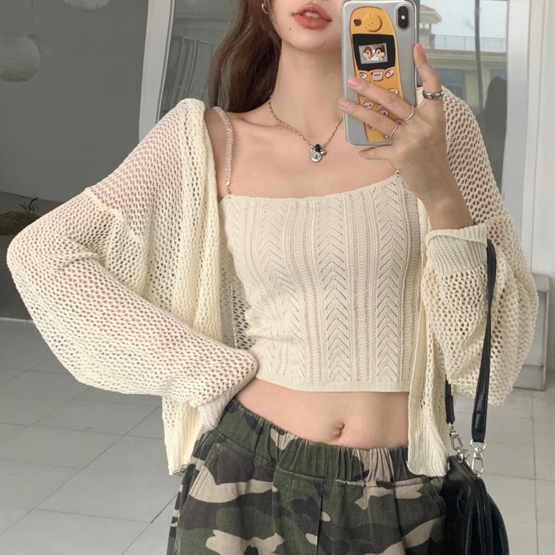 Y2k Long Sleeve T-shirt Women Knitted Cardigan hooded with Elastic Camis Tank Tops 2 Piece Tops Korean Fashion
Y2k Long Sleeve T-shirt Women Knitted Cardigan hooded with Elastic Camis Tank Tops 2 Piece Tops Korean Fashion