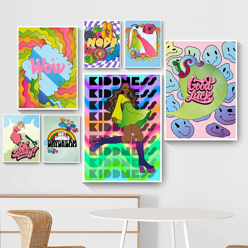 70s Pattern Retro Hippie Wall Art Poster Print Vintage Cartoon Flower Kid Trippy Rainbow Canvas Painting Living Room Home Decor
70s Pattern Retro Hippie Wall Art Poster Print Vintage Cartoon Flower Kid Trippy Rainbow Canvas Painting Living Room Home Decor