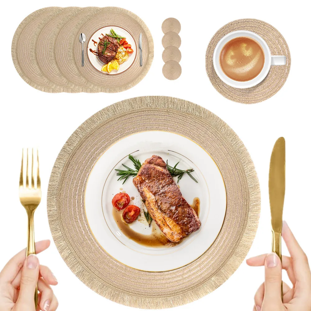 Set of 4/8 PET Woven Round Placemat Tassel Bohemian Table Placemats Heat-resistant Non-slip Table Mats for Home Wedding Kitchen
Set of 4/8 PET Woven Round Placemat Tassel Bohemian Table Placemats Heat-resistant Non-slip Table Mats for Home Wedding Kitchen