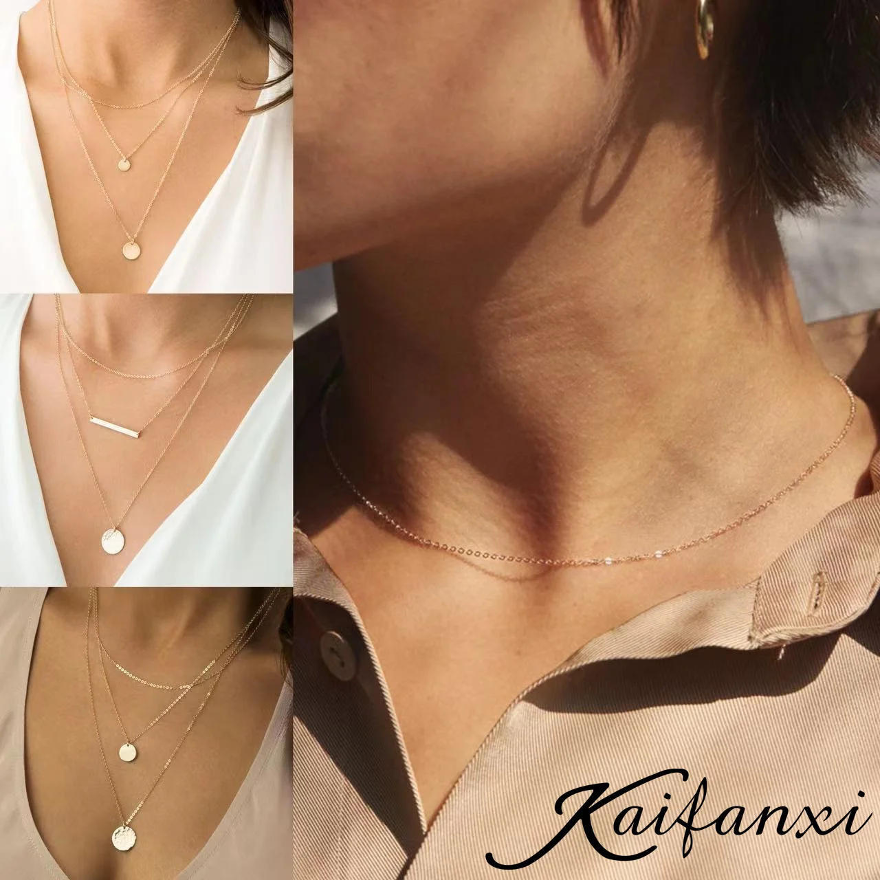 Kaifanxi DIY Ladies Multilayer Necklace Pendant Stainless Steel Necklace Short Necklace Simple Fashion Necklace
Kaifanxi DIY Ladies Multilayer Necklace Pendant Stainless Steel Necklace Short Necklace Simple Fashion Necklace