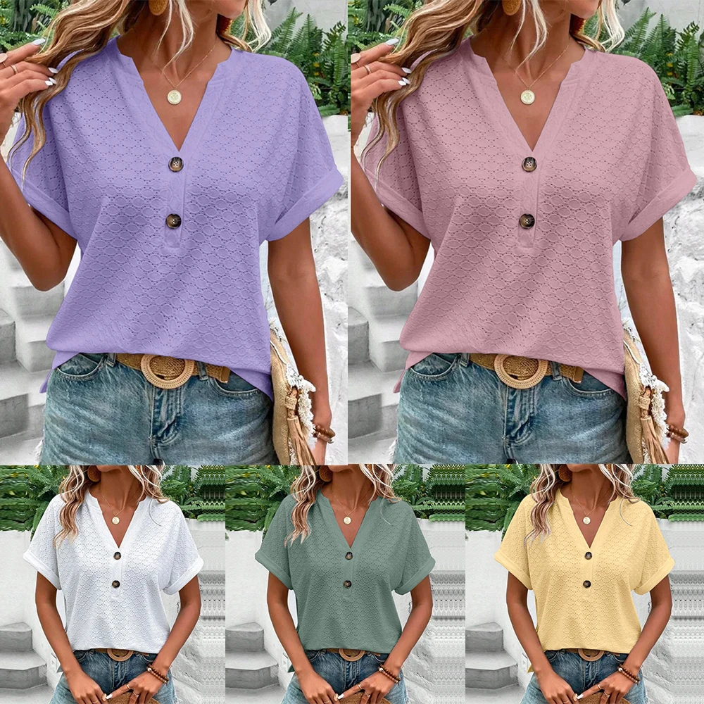 Womens V-Neck Tops Summer Short Sleeve Blouse Casual Loose Tee T Shirt Plus Size Blouse Tops Tunic Pullover Tees Casual Loose
Womens V-Neck Tops Summer Short Sleeve Blouse Casual Loose Tee T Shirt Plus Size Blouse Tops Tunic Pullover Tees Casual Loose