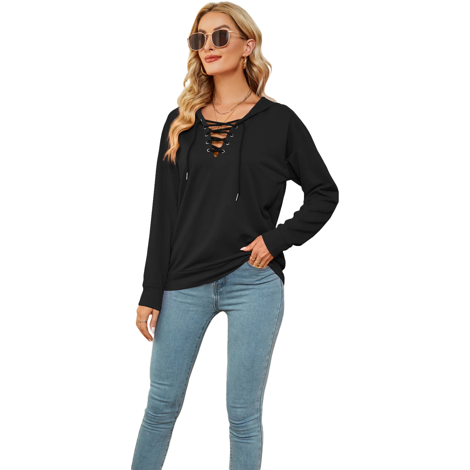 Women Casual Hoodies Solid Color Pullovers Lady 2022 New Autumn Winter Collar Lace Up Long Sleeve Top Tshirt Size S to XXL
Women Casual Hoodies Solid Color Pullovers Lady 2022 New Autumn Winter Collar Lace Up Long Sleeve Top Tshirt Size S to XXL