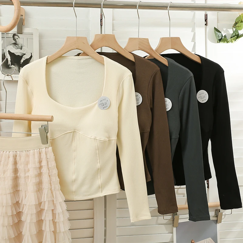 Almighty Casual Basic T-Shirts For Women Autumn Winter Long Sleeve Square Collar Spliced Femme Tees Top French Chic Woman TShirt
Almighty Casual Basic T-Shirts For Women Autumn Winter Long Sleeve Square Collar Spliced Femme Tees Top French Chic Woman TShirt
