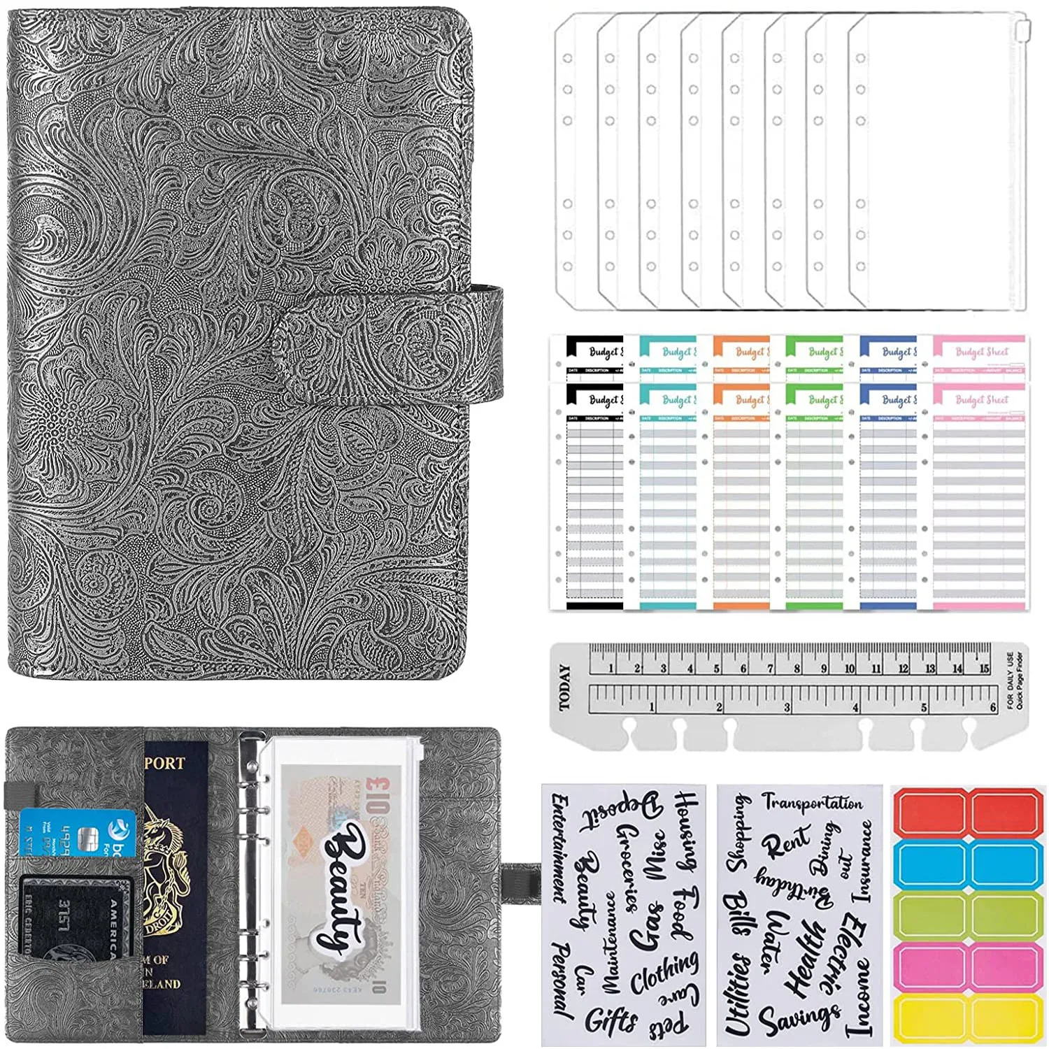 A6 Binder 6 Ring Budget Wallet Planner Binder Budget Notebook with Cash Envelopes, Money Folder Wallet Organiser for Cash Saving
A6 Binder 6 Ring Budget Wallet Planner Binder Budget Notebook with Cash Envelopes, Money Folder Wallet Organiser for Cash Saving