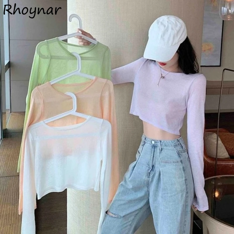 Long Sleeve T-shirts Women Candy Color Prevalent Sweet Girlish Leisure Summer Sun-proof Sheer Gentle Sexy All-match Cool Loose
Long Sleeve T-shirts Women Candy Color Prevalent Sweet Girlish Leisure Summer Sun-proof Sheer Gentle Sexy All-match Cool Loose