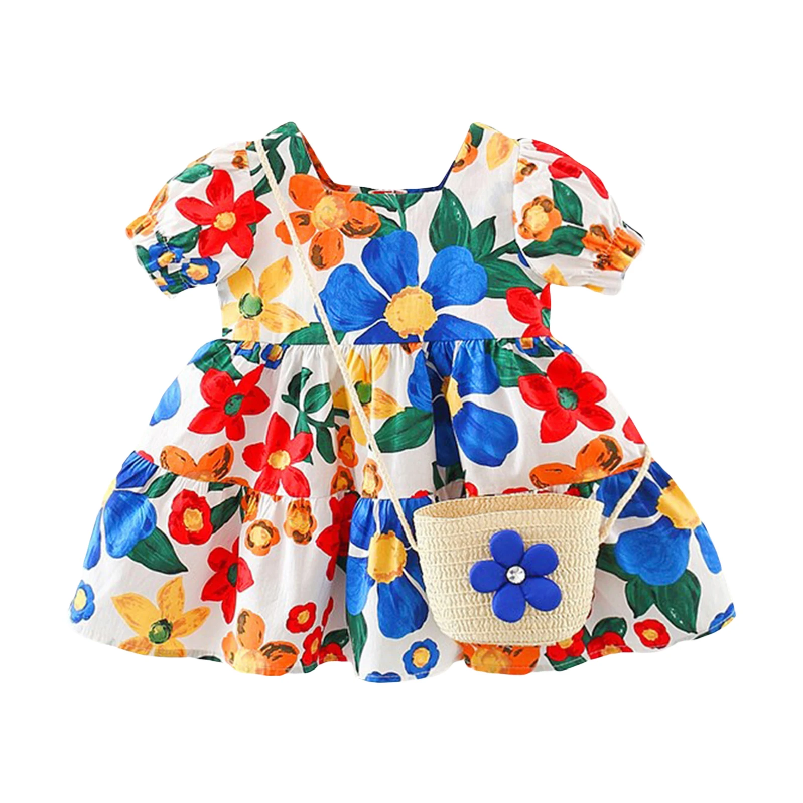SUNSIOM Baby Girls Summer Princess Dress Flower Print Square Neck Short Sleeve Sweet Dress with Straw Weave Bag 2pcs
SUNSIOM Baby Girls Summer Princess Dress Flower Print Square Neck Short Sleeve Sweet Dress with Straw Weave Bag 2pcs