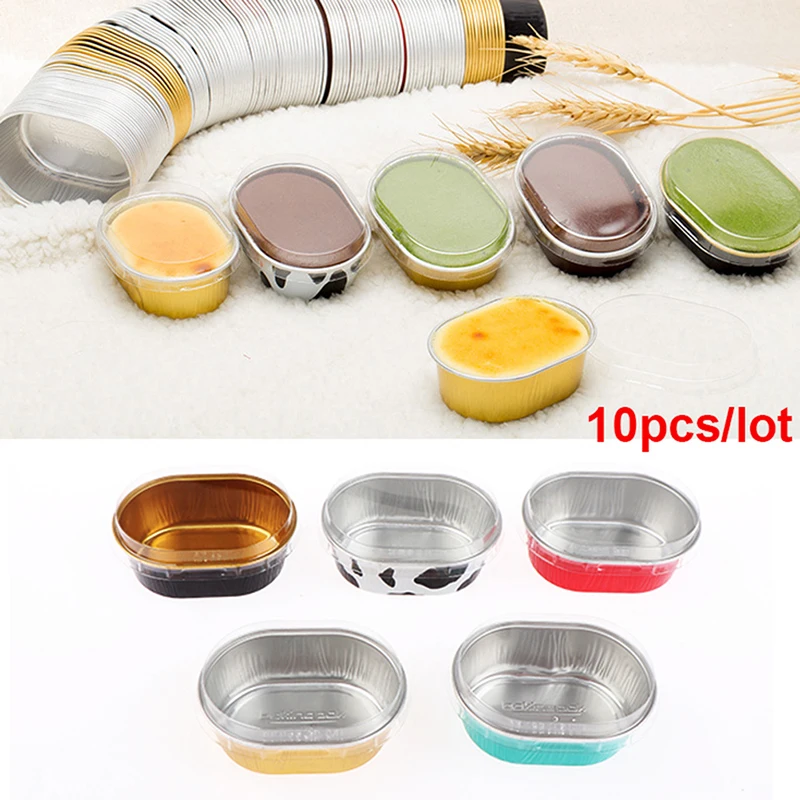 10 Pcs Aluminium Foil Baking Cups Baking Pudding Cups Tin With Durable Lid Half-cooked Cheese Moulds 
10 Pcs Aluminium Foil Baking Cups Baking Pudding Cups Tin With Durable Lid Half-cooked Cheese Moulds