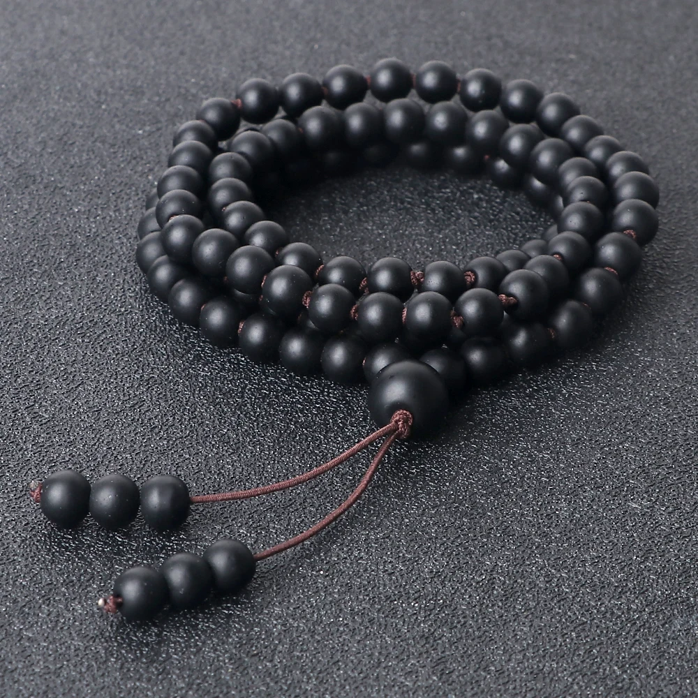 New Men 108 Mala prayer Bracelets & Necklaces 6mm Natural Matte Black Stone Beaded Long Necklace Women New Design Jewelry Gifts
New Men 108 Mala prayer Bracelets & Necklaces 6mm Natural Matte Black Stone Beaded Long Necklace Women New Design Jewelry Gifts